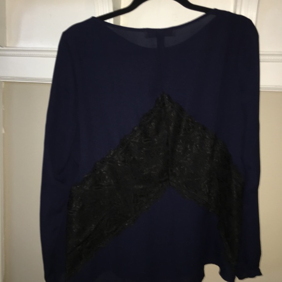LOFT long sleeve dark blue blouse - Picture 2 of 2